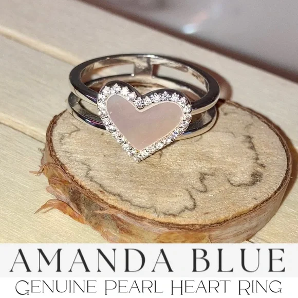 Amanda Blu Genuine Mother Of Pearl Heart Ring - Picture 3 of 5